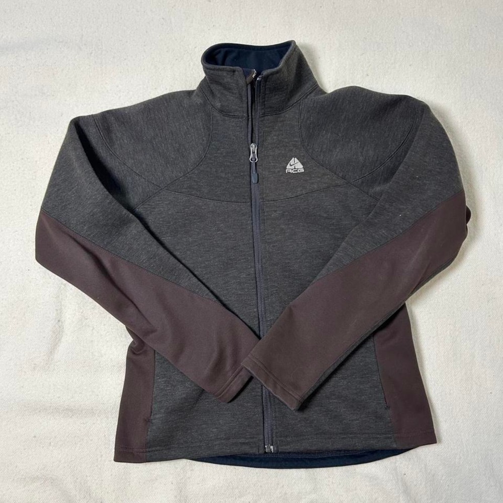 Vintage 90s Y2K Nike ACG‎ Fleece Thermal Zip Up Jacket Men's small Brown